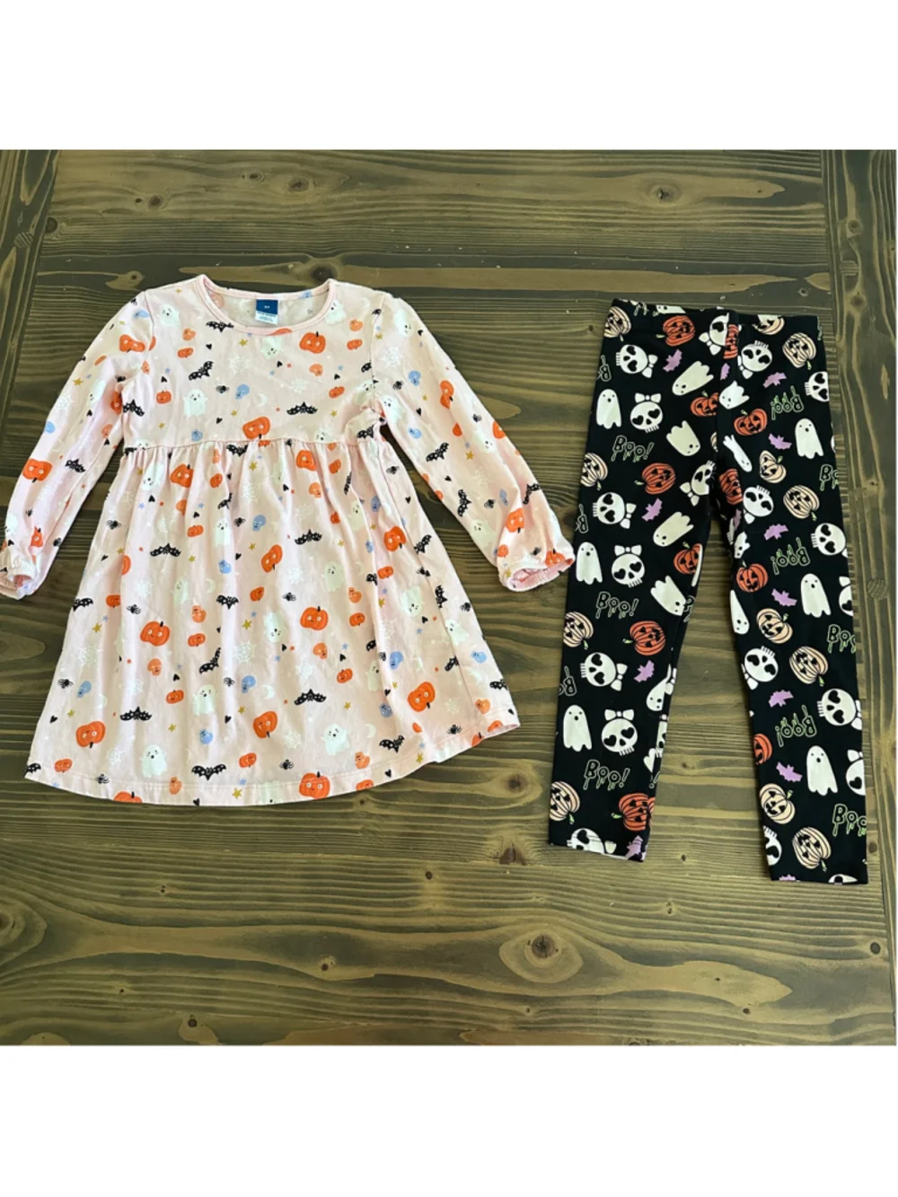 Girls Halloween Outfit Lot 3T Old Navy Dress Ghost Pumpkin Leggings 2 Pc